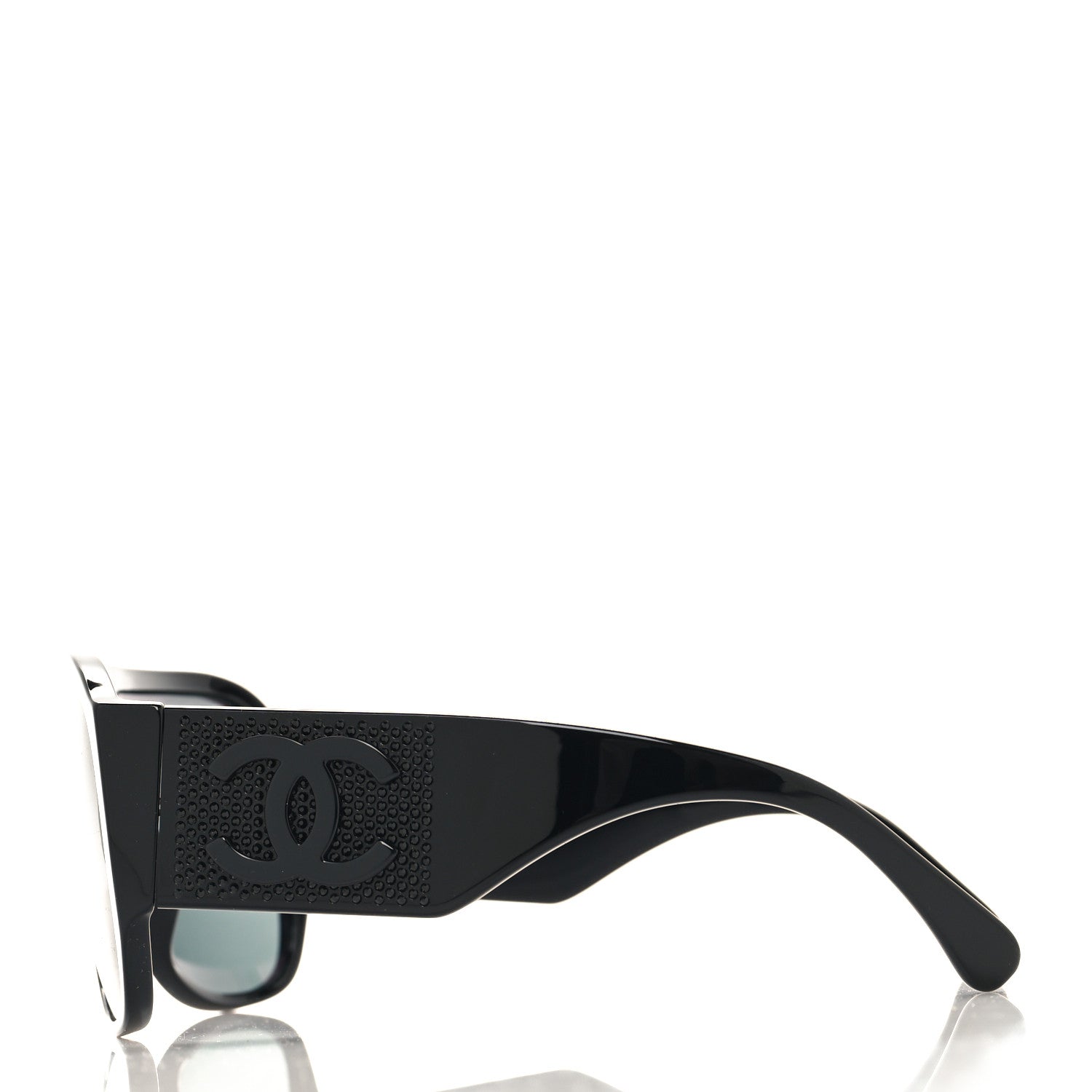 Chanel Acetate Crystal CC Shield Sunglasses 5466-B-A Black 3 of 6