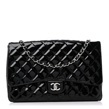 Chanel Patent Calfskin Sparkle Quilted Maxi Single Flap Black 1 of 10