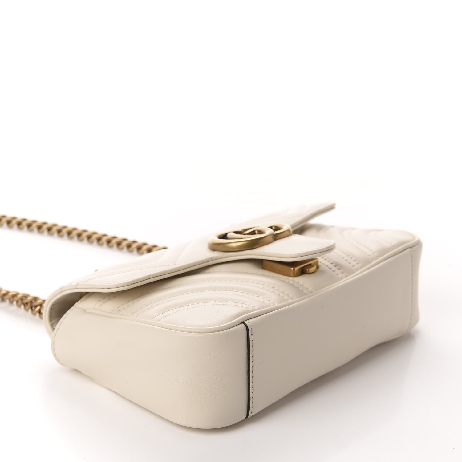 Gucci Calfskin Matelasse Mini GG Marmont Shoulder Bag White 4 of 11