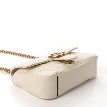 Gucci Calfskin Matelasse Mini GG Marmont Shoulder Bag White 4 of 11