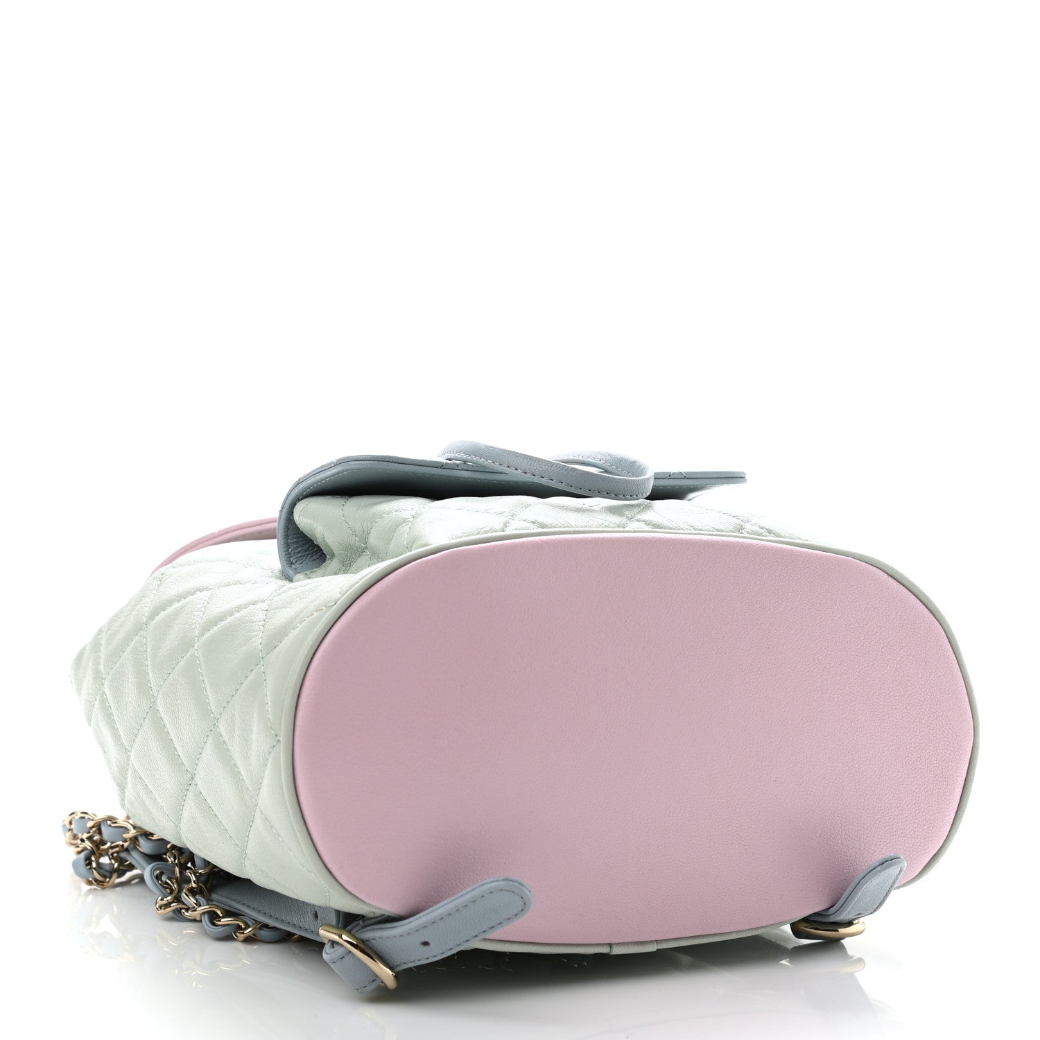 Chanel Goatskin Quilted Duma Drawstring Backpack Green Blue Pink 4 of 13