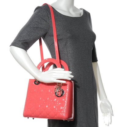 Christian Dior Patent Cannage Medium Lady Dior Coral 2 of 7