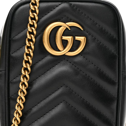 Gucci Calfskin Matelasse Mini GG Marmont Crossbody Bag Black 8 of 11