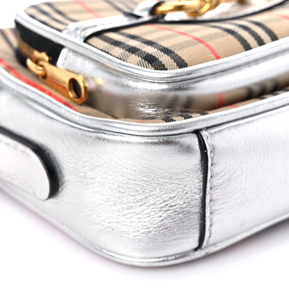 Burberry Smooth Calfskin 1983 Knight Check Link Camera Bag Silver 8 of 14