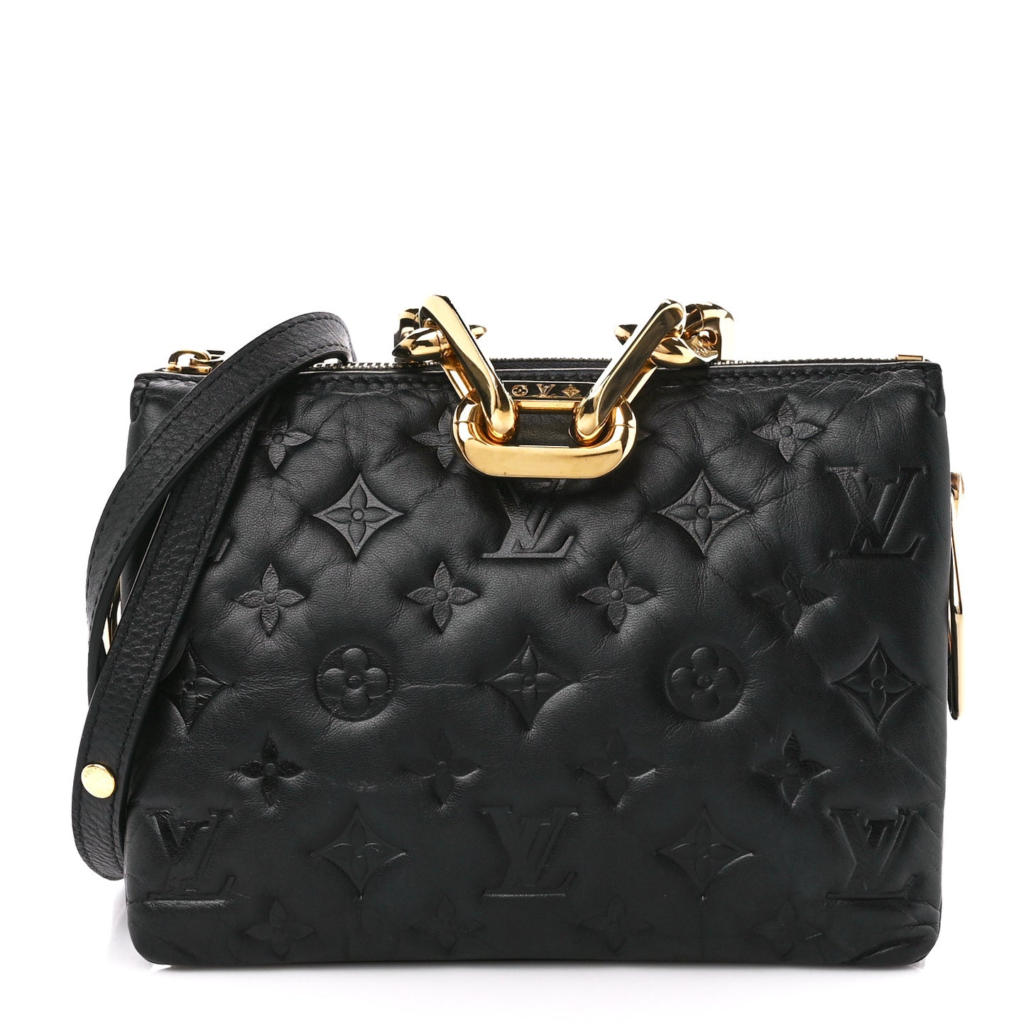 Lambskin Embossed Monogram Coussin BB Black