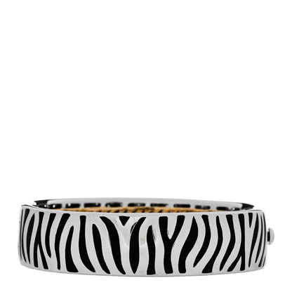 Roberto Coin 18K White Yellow Gold Diamond Enamel Animalier Zebra Bangle Bracelet 2 of 3