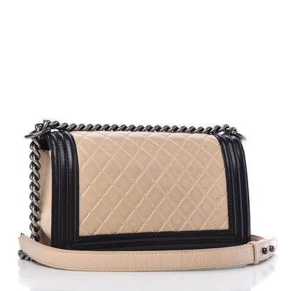 Chanel Lambskin Quilted Medium Boy Flap Black Beige 4 of 11