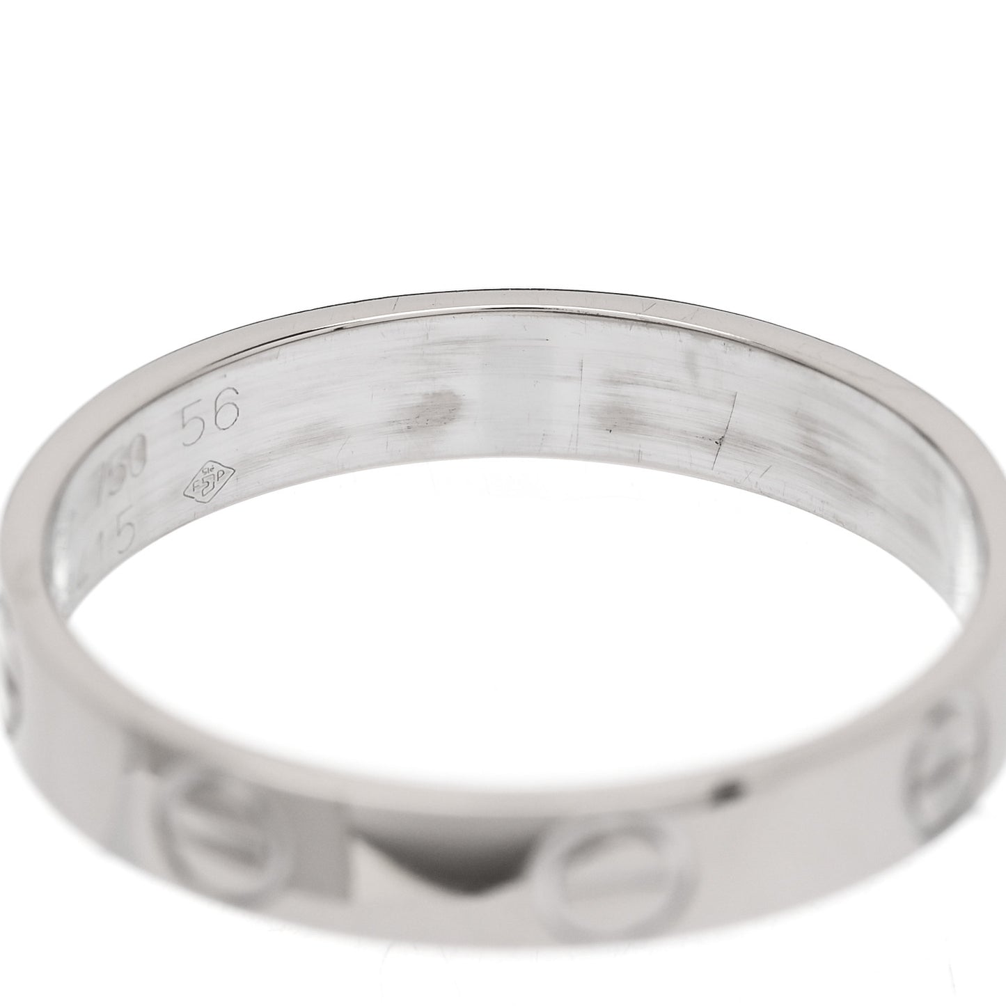18K White Gold 3.5mm LOVE Wedding Band Ring 56 7.75