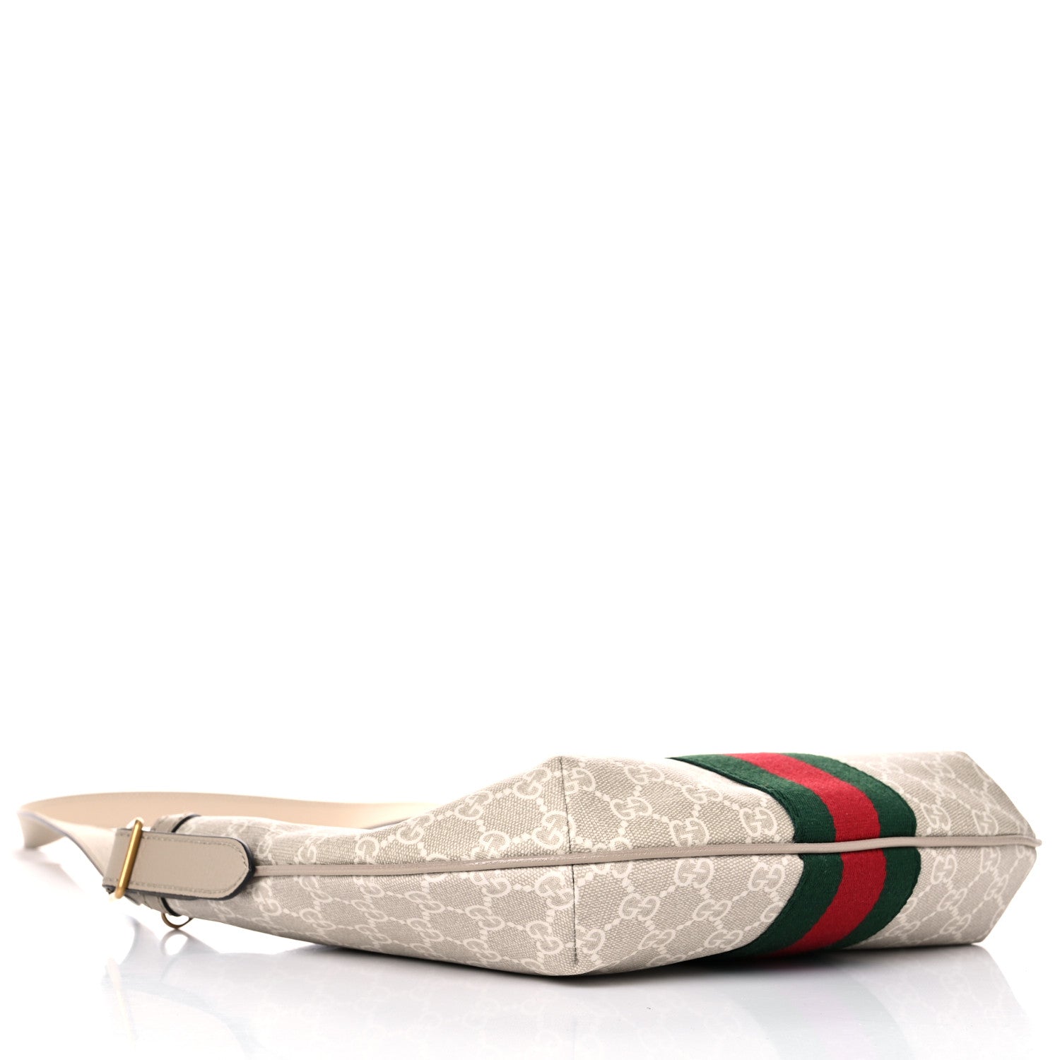 Gucci GG Supreme Monogram Textured Dollar Calfskin Web Small Ophidia Half Moon Hobo Beige Mystic White Oatmeal 4 of 13