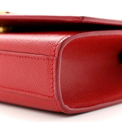 Saint Laurent Grain De Poudre Small Monogram Kate Satchel Red 9 of 12
