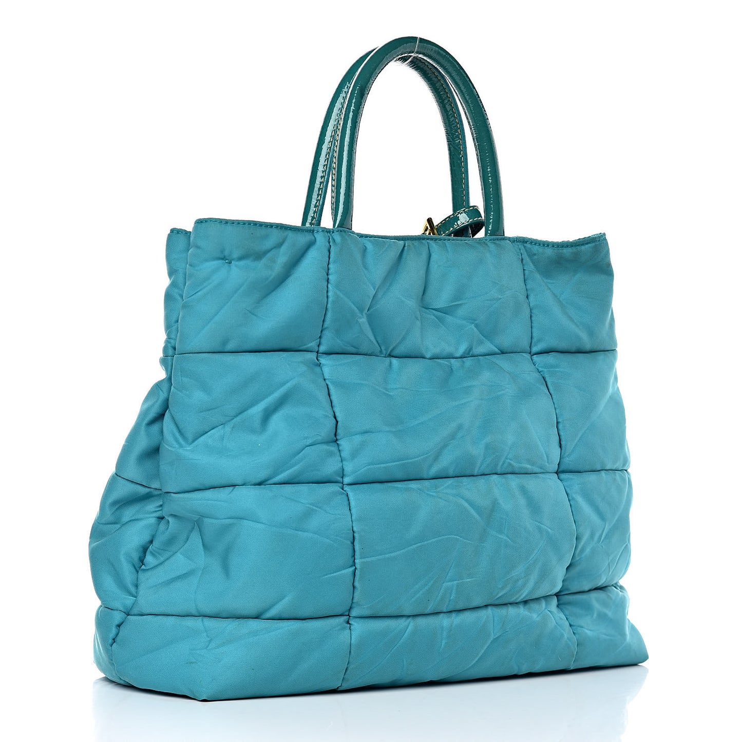 Tessuto Nylon Quilted Tote Turchese