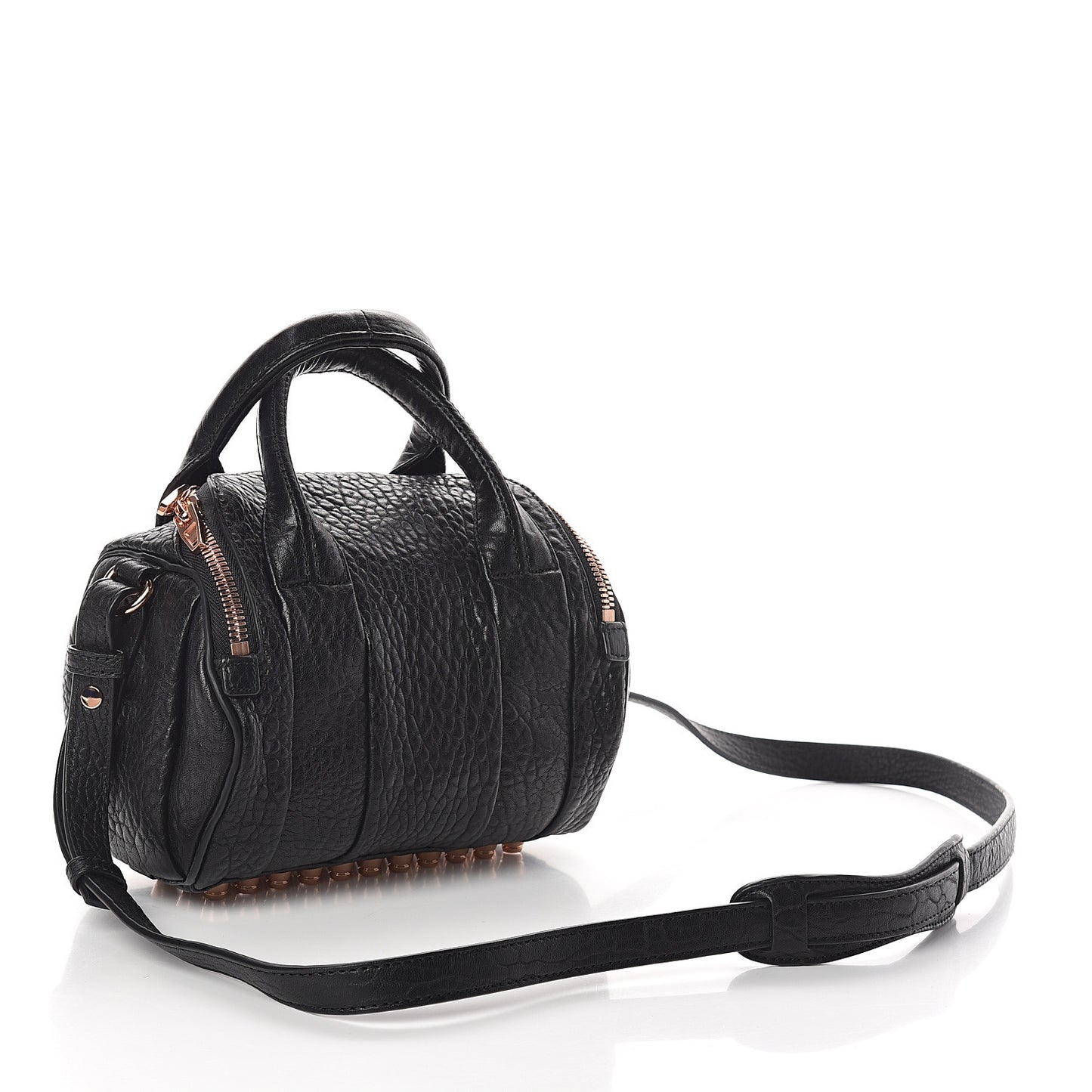 Pebbled Lambskin Mini Rockie Black Rose Gold Hardware