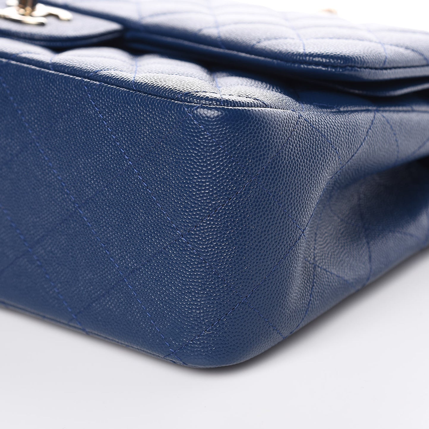 Caviar Quilted Jumbo Double Flap Navy
