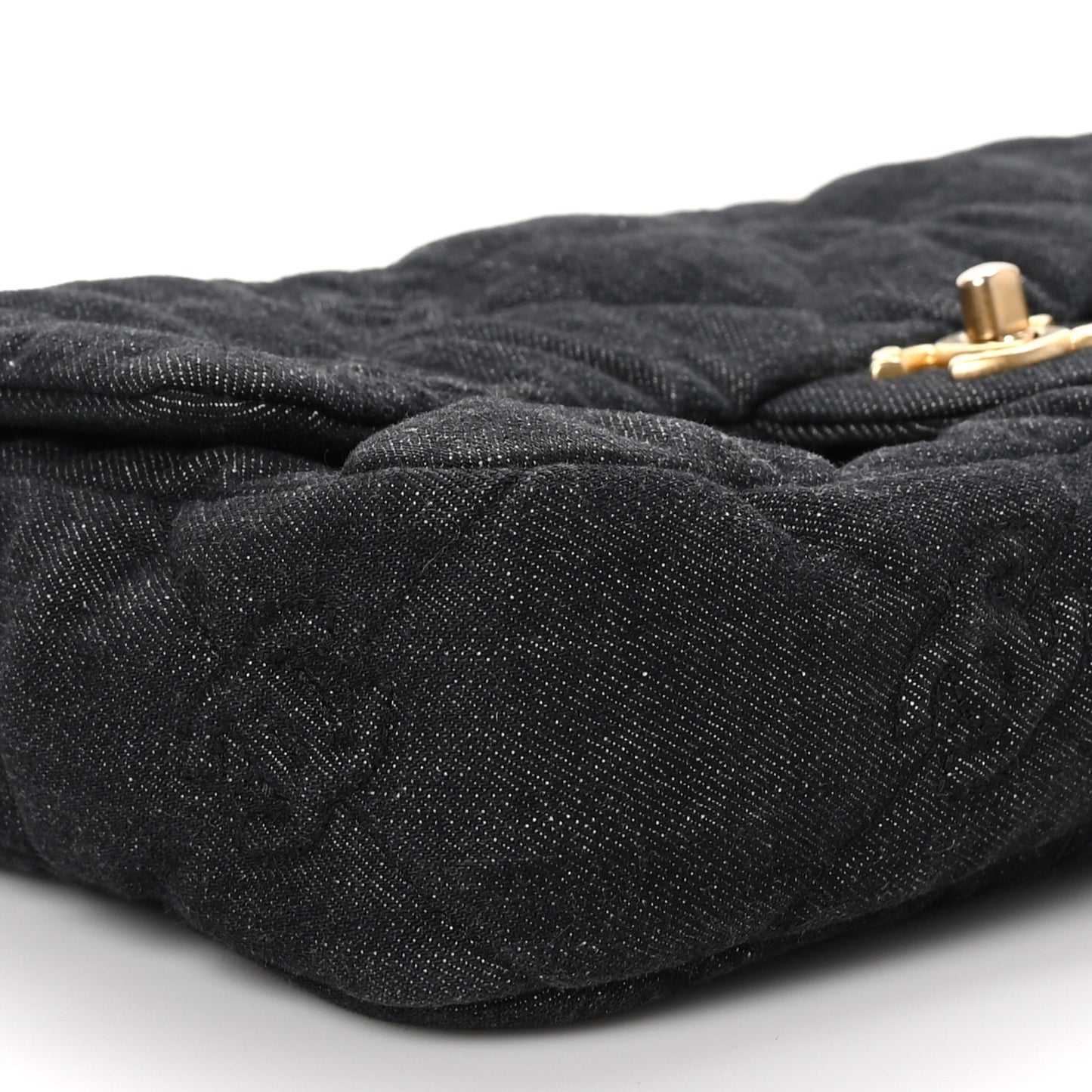 Denim Quilted Medium Funky Town Flap Black