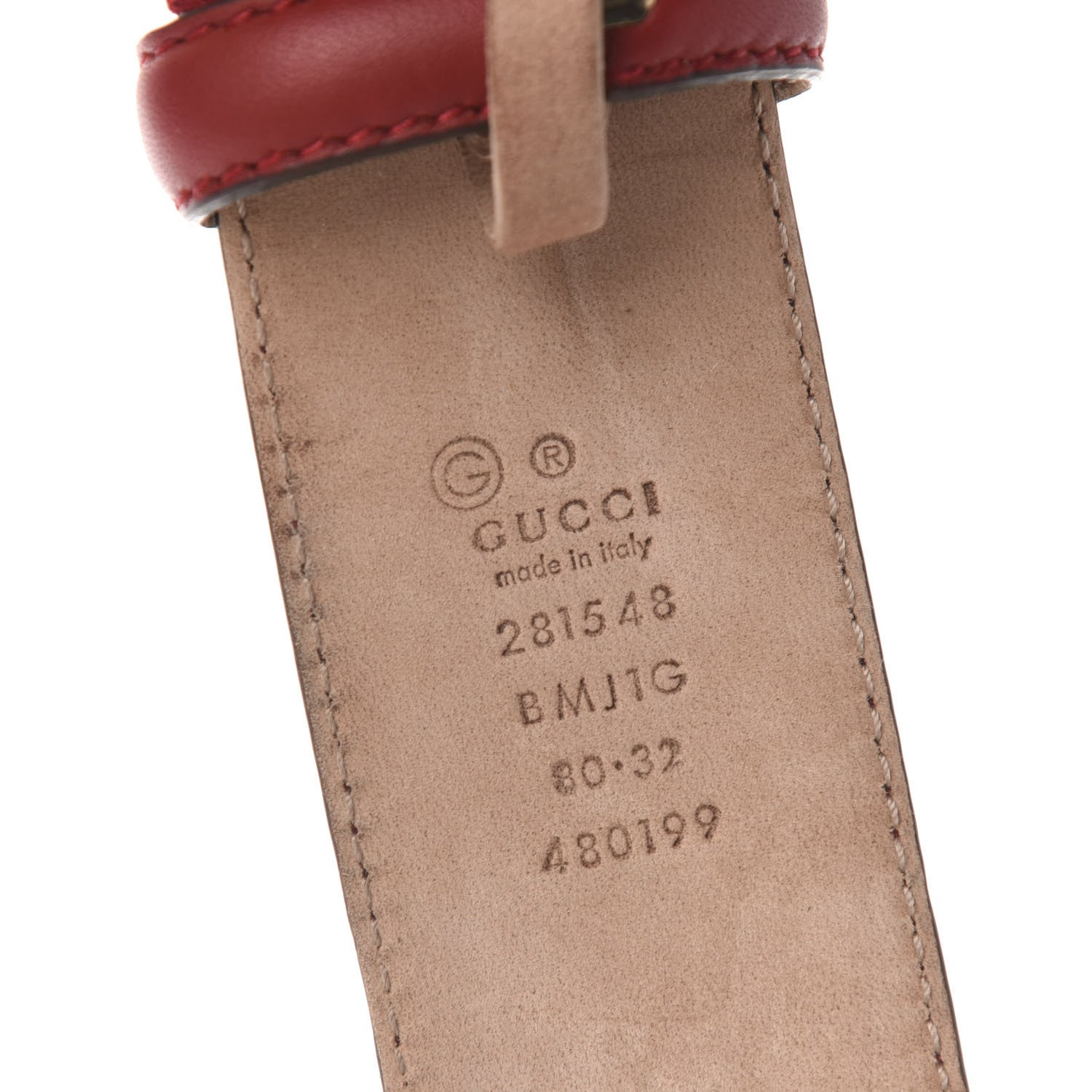 Gucci Soft Microguccissima Margaux Calfskin Belt 80 32 Rosso 3 of 5