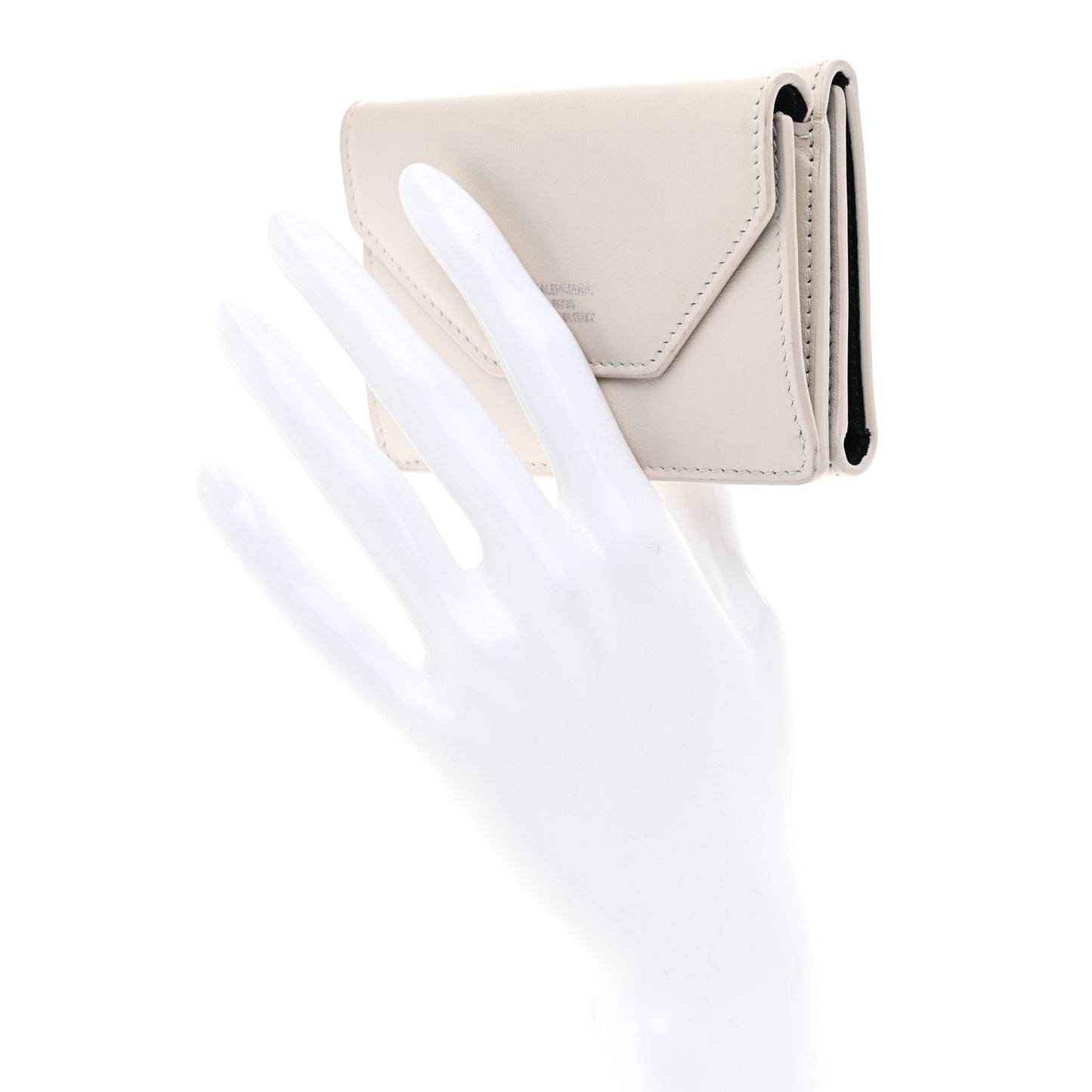 Smooth Calfskin Logo Envelope Compact Wallet White