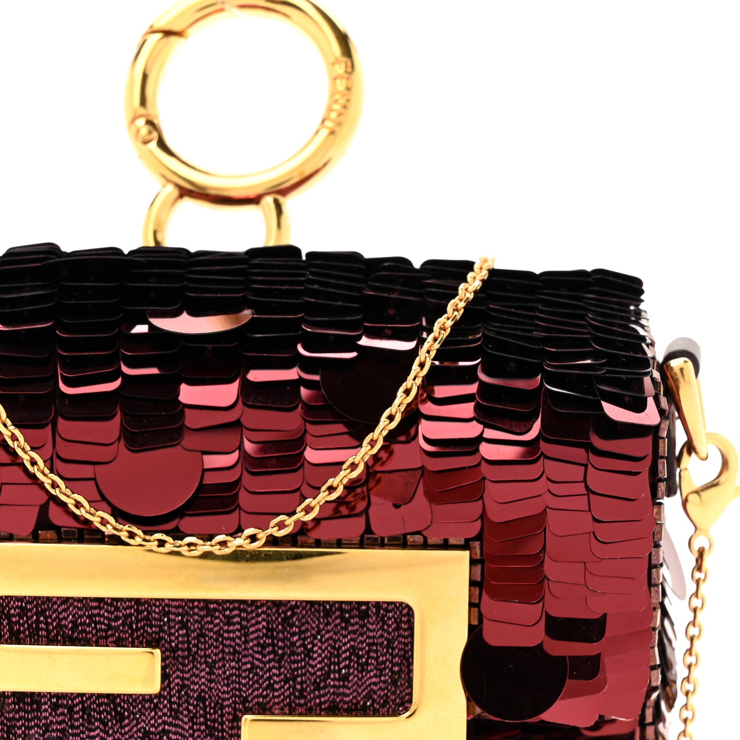 Sequin Paillettes Shiny Nappa Sex and the City Nano Maxi Buckle Baguette Charm Granata