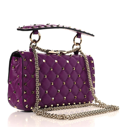 Valentino Garavani Nappa Small Rockstud Spike Shoulder Bag Prune 3 of 8