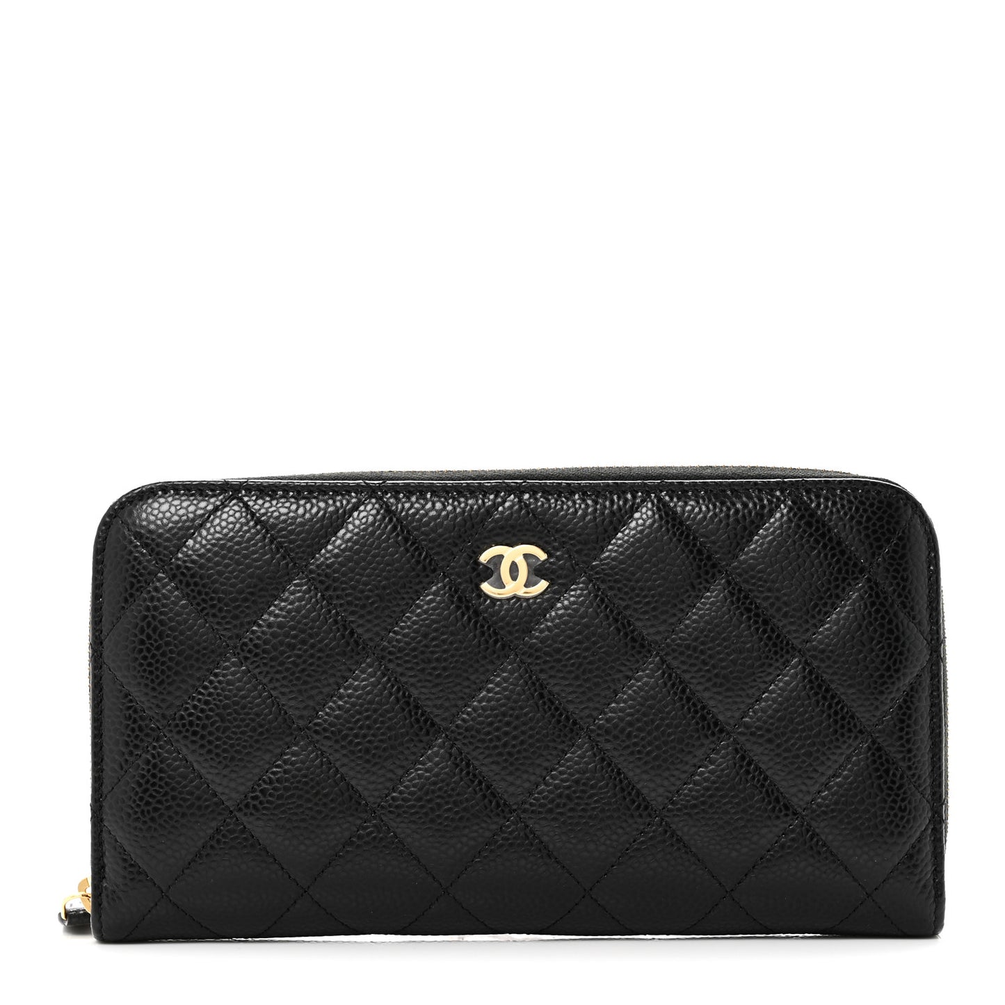 Caviar Quilted Large Gusset Zip Around Wallet Black