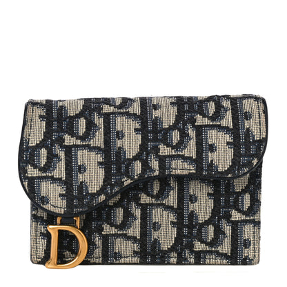 Christian Dior Oblique Saddle Card Holder Blue 1 of 13
