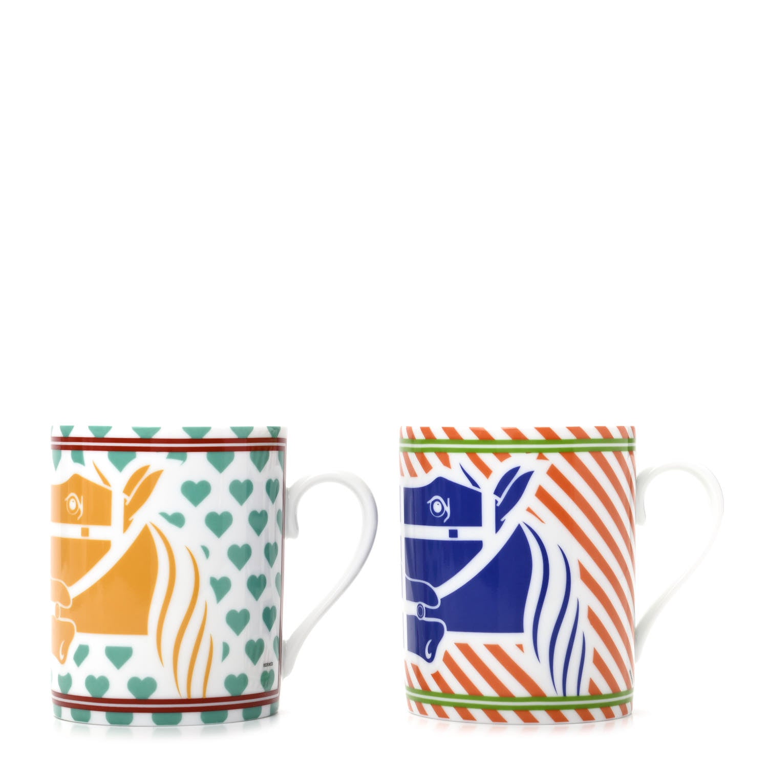 Hermes Porcelain Quadrige Pop Mug Set of 2 1 of 8