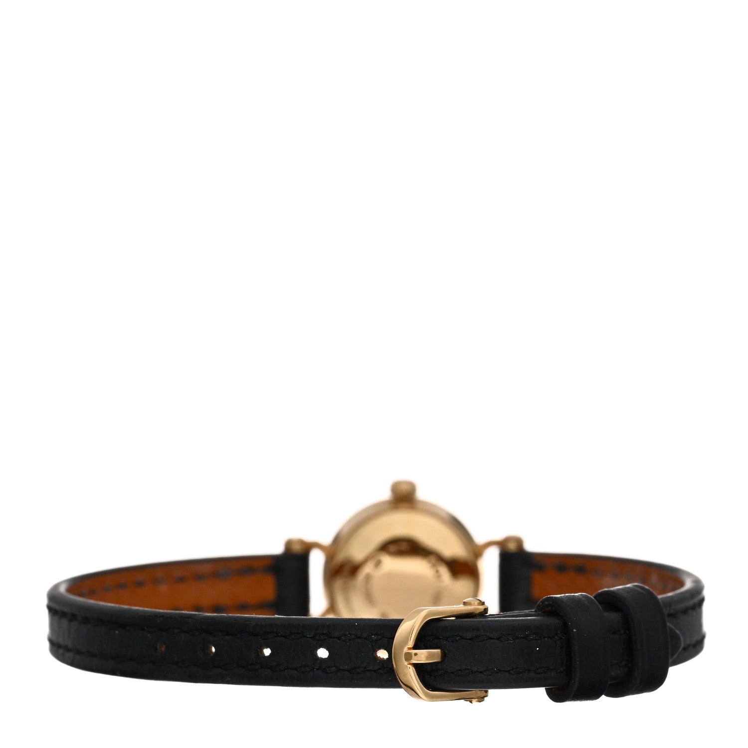 Hermes 18K Yellow Gold Barenia Diamond 16mm Faubourg Quartz Watch Noir 3 of 5