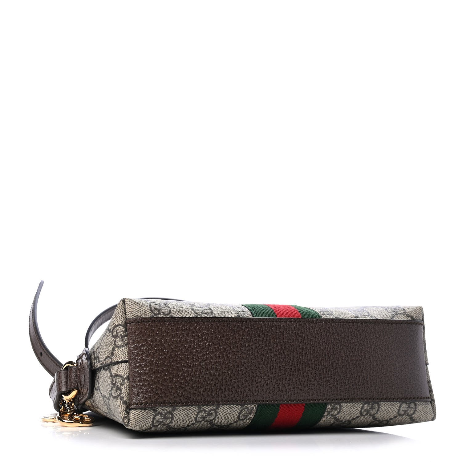 Gucci GG Supreme Monogram Textured Dollar Calfskin Web Small Ophidia Dome Shoulder Bag Beige Ebony New Acero 3 of 4