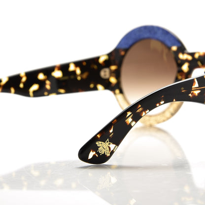 Gucci Acetate Round Sunglasses GG0084S Blue Havana Brown 8 of 8