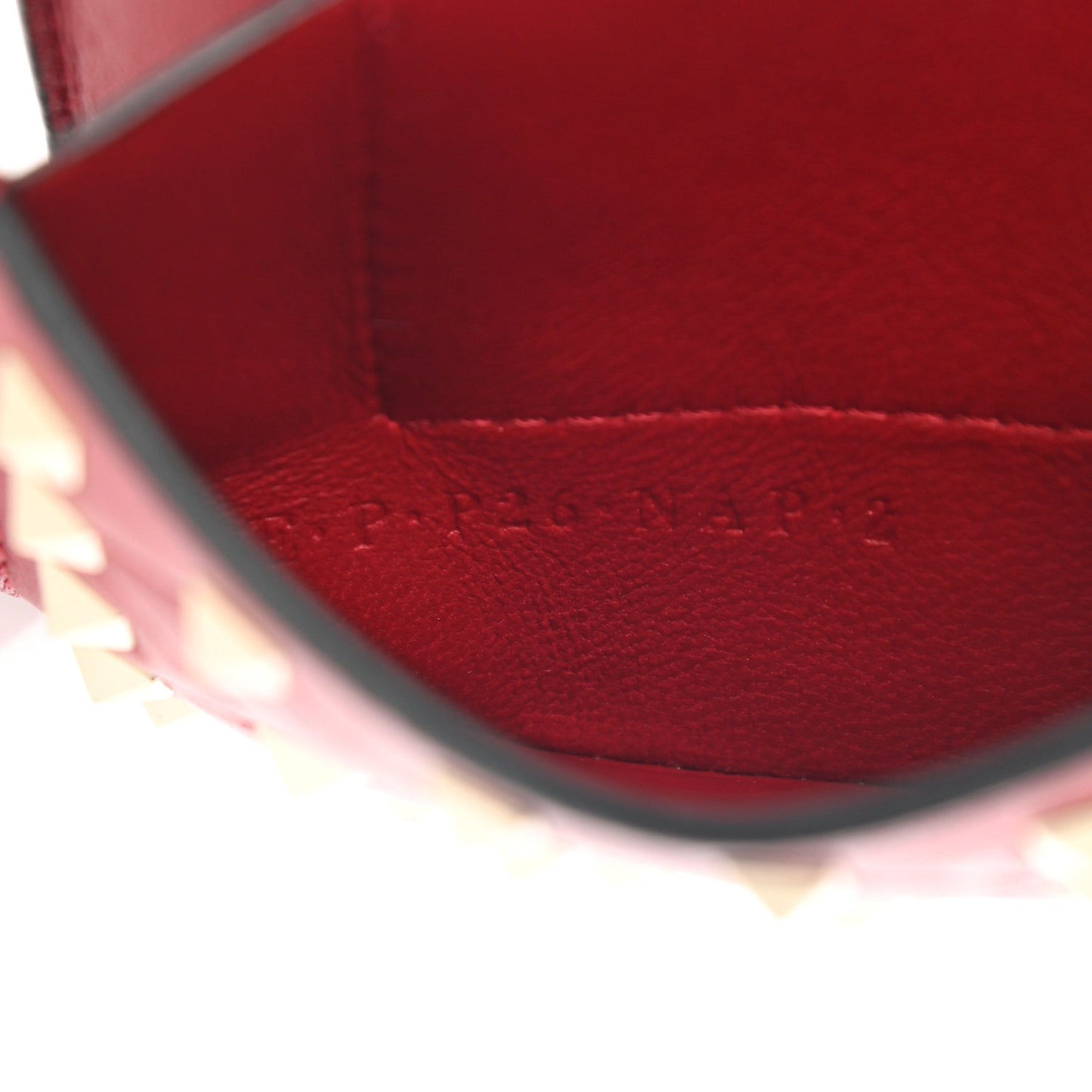Lambskin Rockstud Spike Card Holder Red