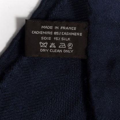 Hermes Cashmere Silk New Libris Stole Bleu Noir 3 of 4