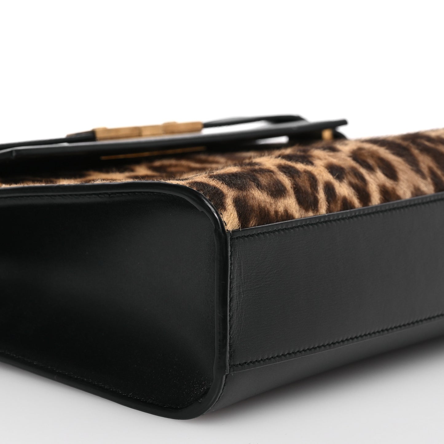Calfskin Pony Hair Leopard Print Manhattan Baguette Black