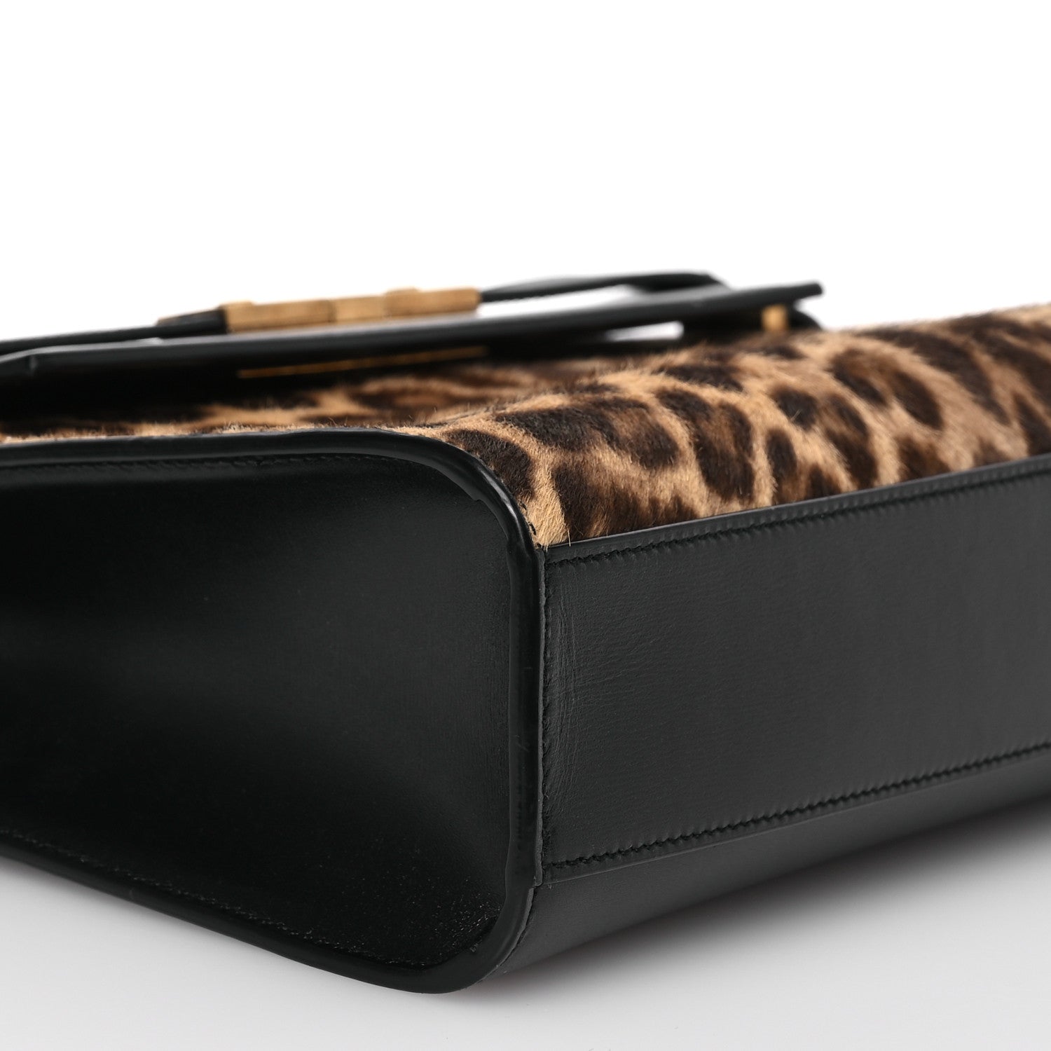 Saint Laurent Calfskin Pony Hair Leopard Print Manhattan Baguette Black 9 of 16