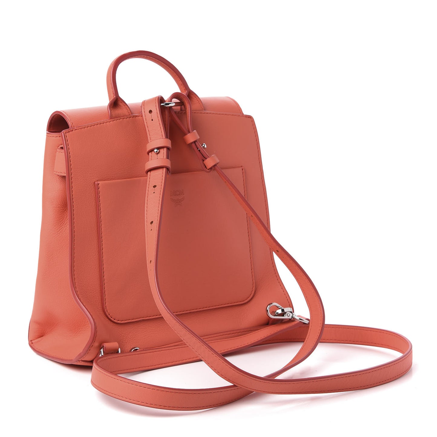 Calfskin Essential Monogram Small Backpack Hot Coral