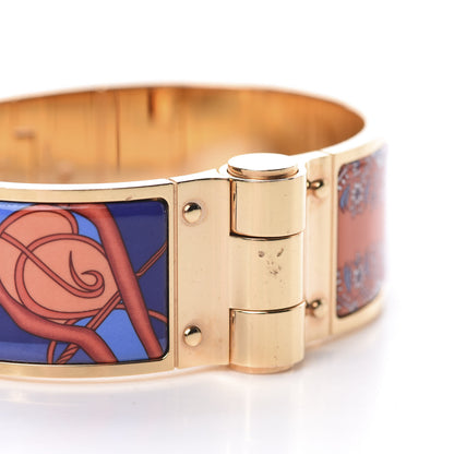 Hermes Enamel Printed Wide Coup De Fouet Au Bloc Hinged Bracelet M Rayon 6 of 7
