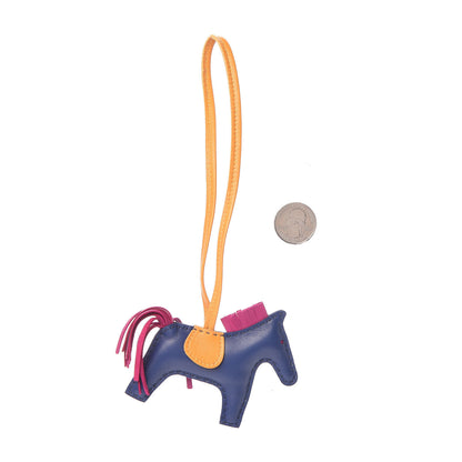 Hermes Milo Lambskin Grigri Rodeo Horse Bag Charm PM Bleu Saphir Rose Pourpre Bouton D'Or 2 of 5