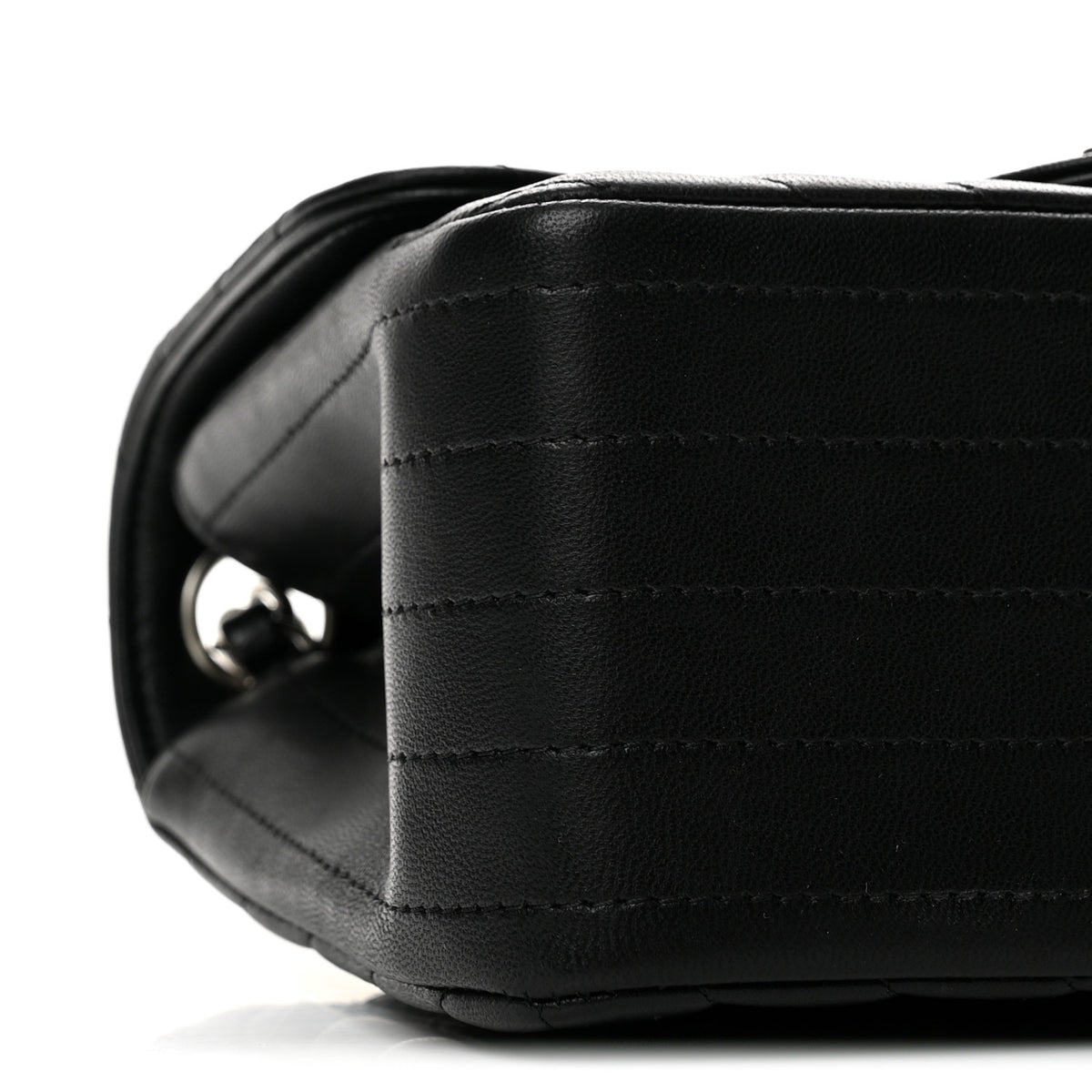 Lambskin Chevron Quilted Mini Square Flap Black