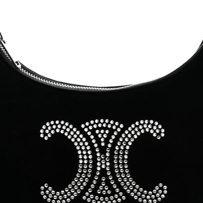 Celine Velvet Strass Triomphe Ava Shoulder Bag Black 8 of 10