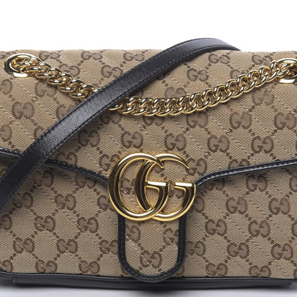 Gucci Monogram Matelasse Diagonal Small GG Marmont Shoulder Bag Beige Black 10 of 10