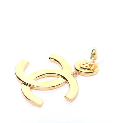 Chanel Metal Large Paris Button Earrings Gold 6 of 10