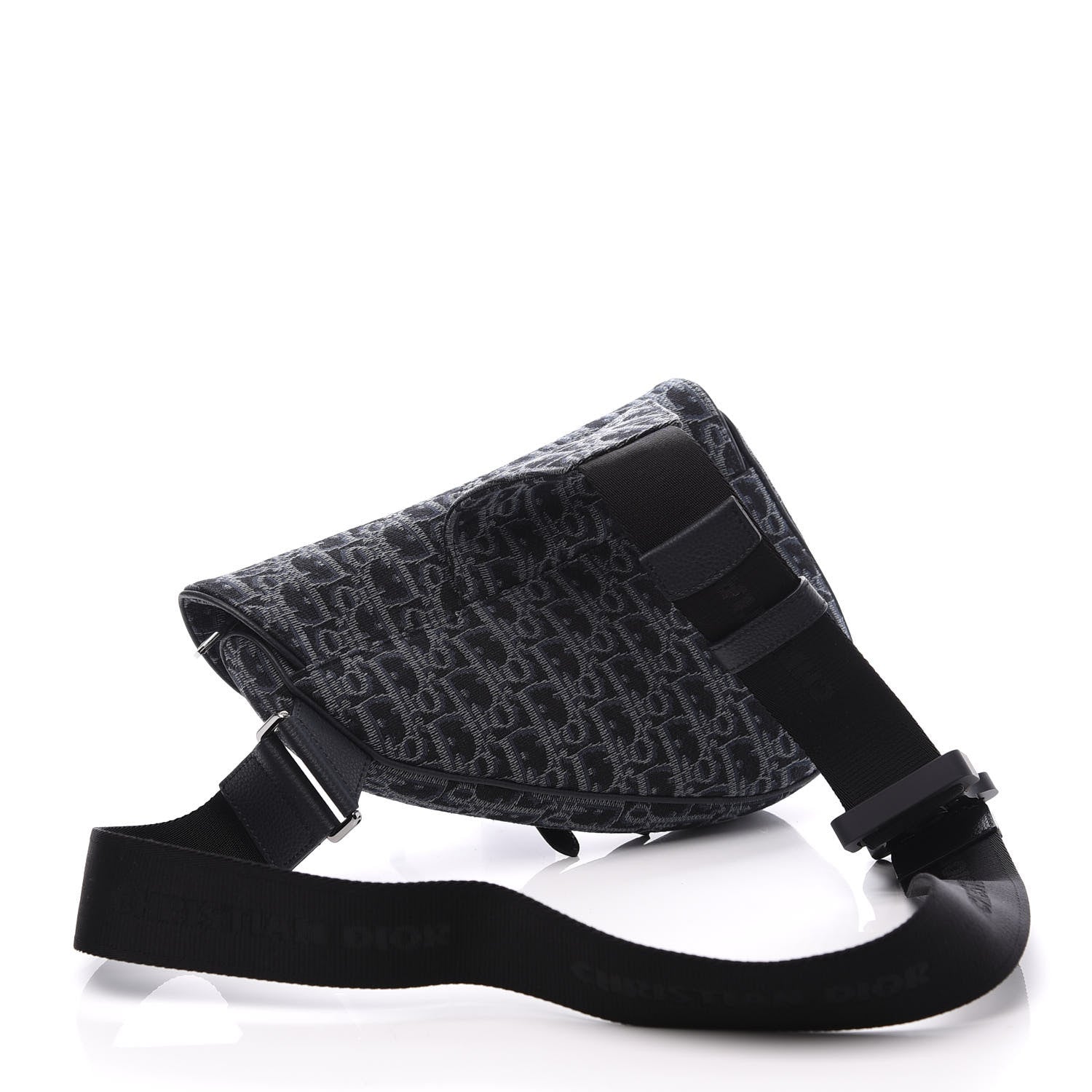 Christian Dior Oblique Mens Saddle Bag Black Blue 2 of 8