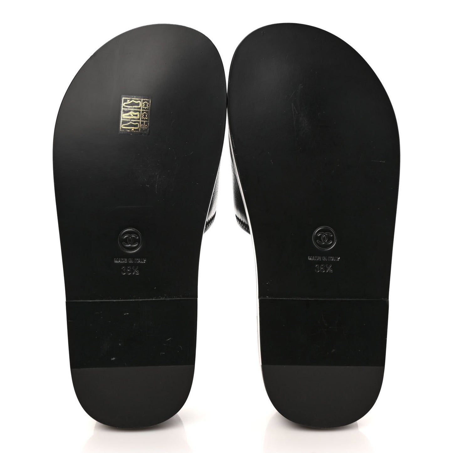 Lambskin Cha-Nel Mule Sandals 36.5 Black Multicolor