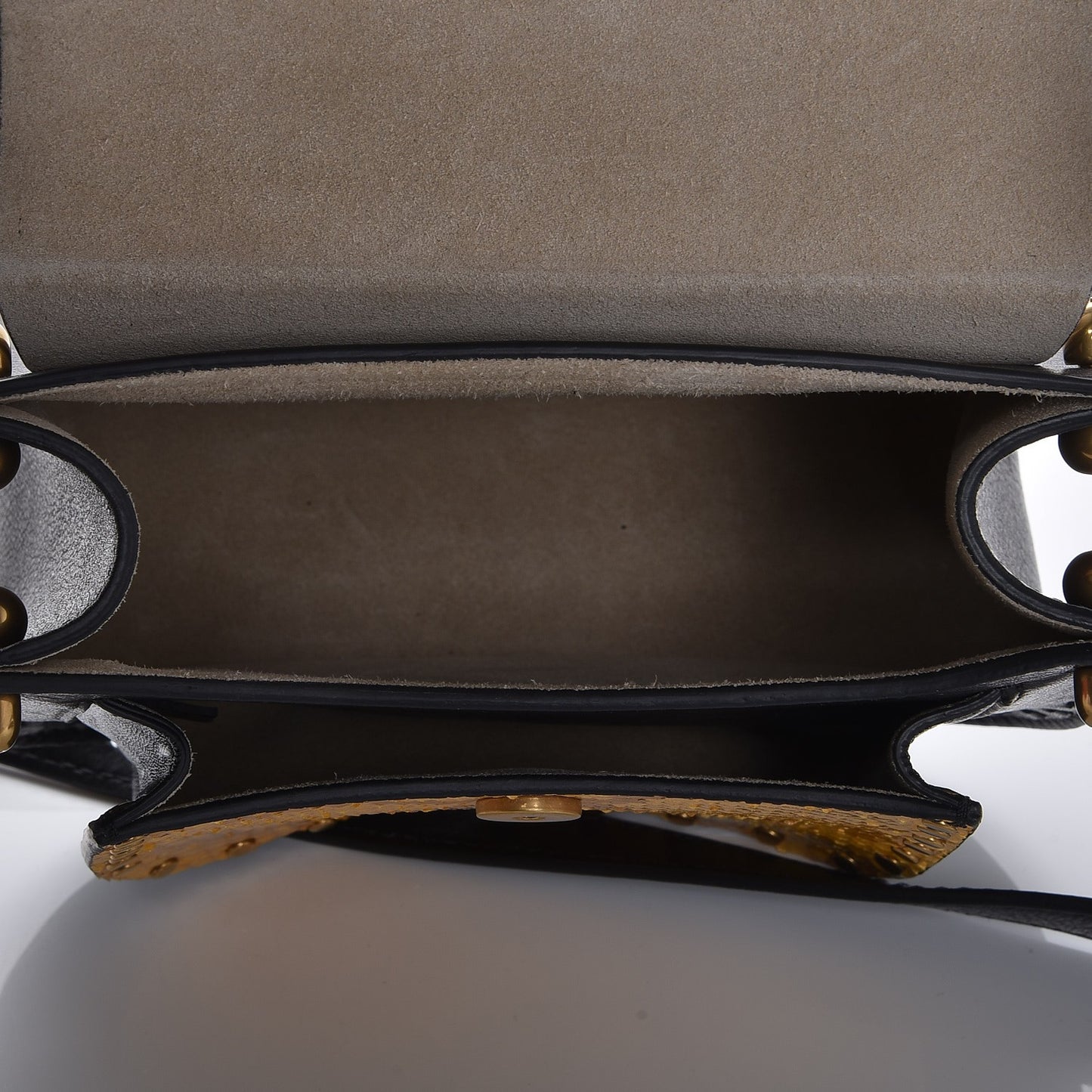 Calfskin Python Studded Mini Hudson Shoulder Bag Black
