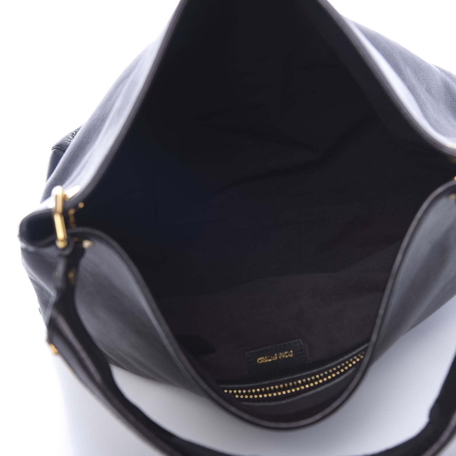 Tom Ford Calfskin Zipper Strap Hobo Black 5 of 10