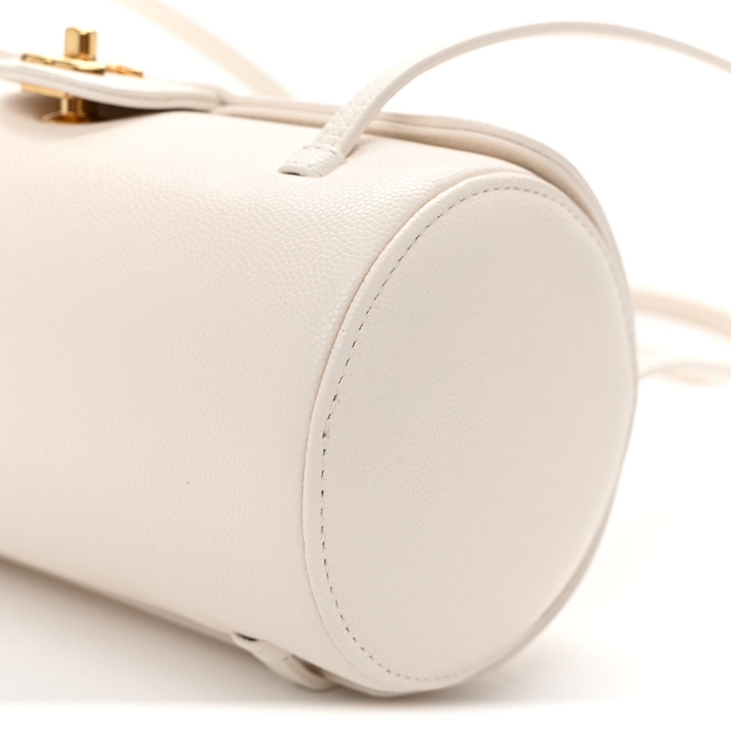 Shiny Caviar Preppy Coco Small Bowling Bag White
