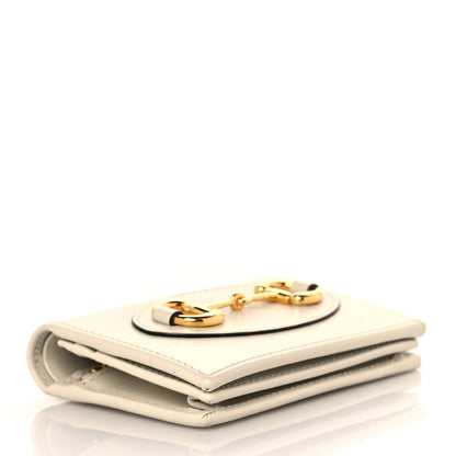 Gucci Boarded Plutone Calfskin Horsebit 1955 Card Case Wallet Mystic White 4 of 9