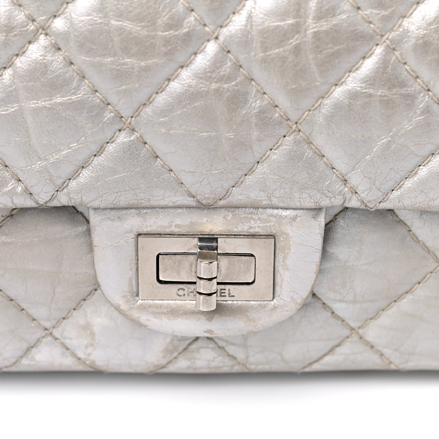 Metallic Aged Calfskin Quilted 2.55 Reissue 226 Flap Silver