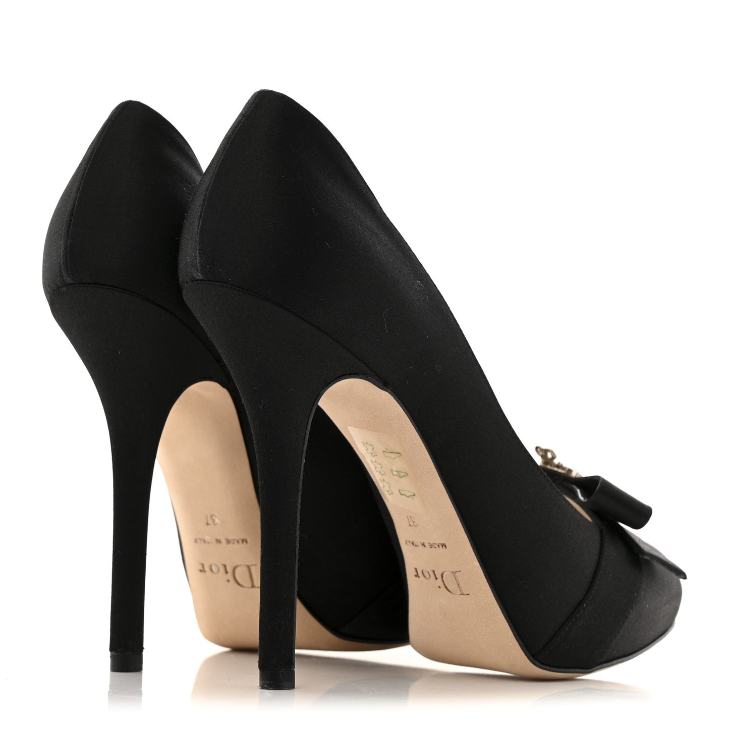 Satin Mirror Bow Pumps 37 Black