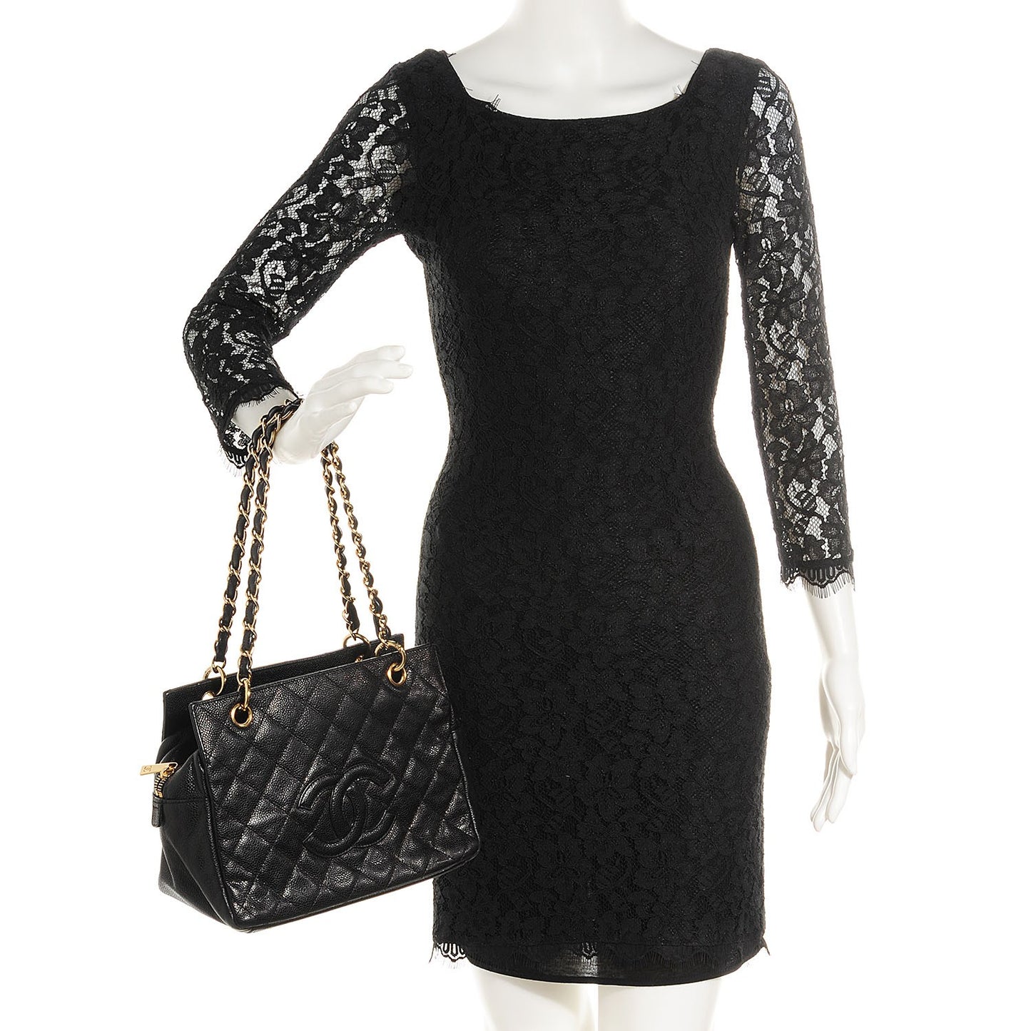 Caviar Quilted Petit Timeless Tote PTT Black