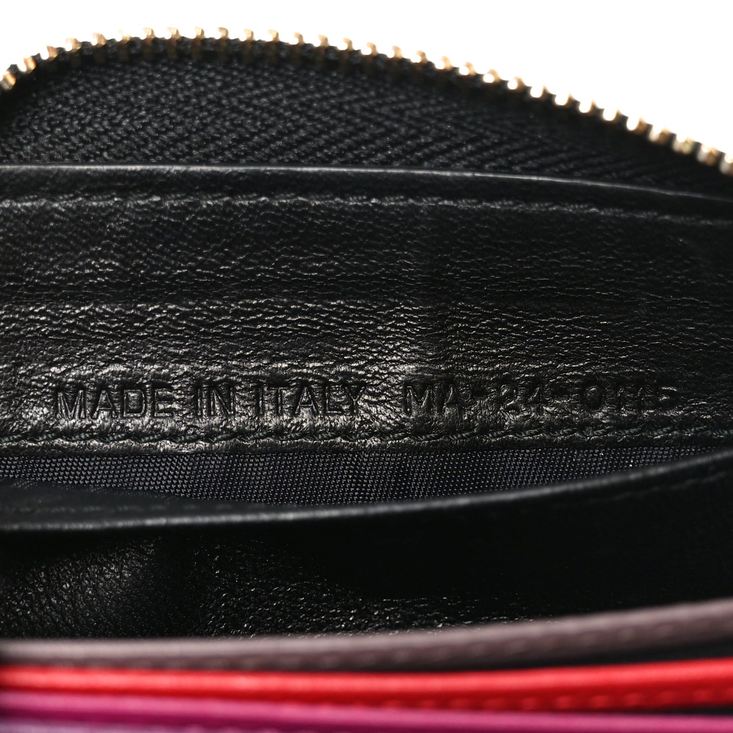 Lambskin Cannage Gusset Card Holder Black