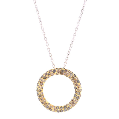 Roberto Coin 18K Yellow White Gold Brown Diamond Circle Pendant Necklace 1 of 4